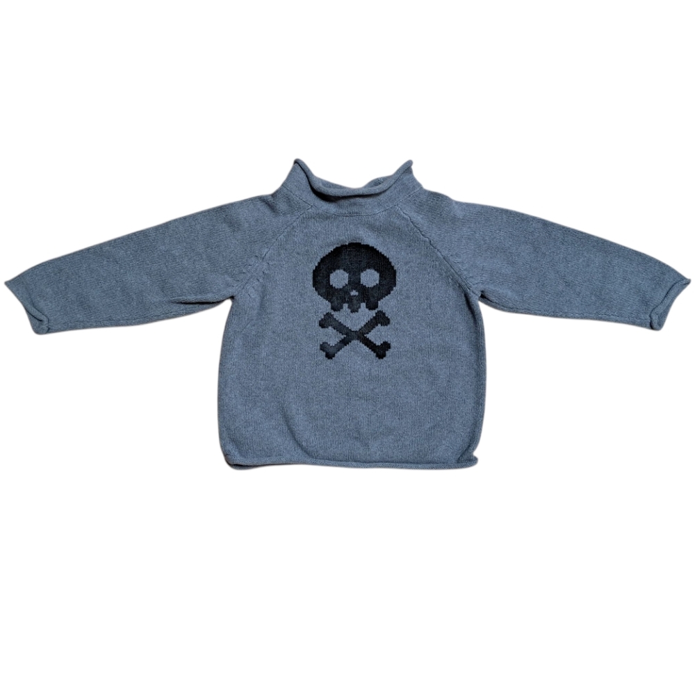 Wonderkids Skull and Crossbones Sweater Size 4T Gray and‎ Black